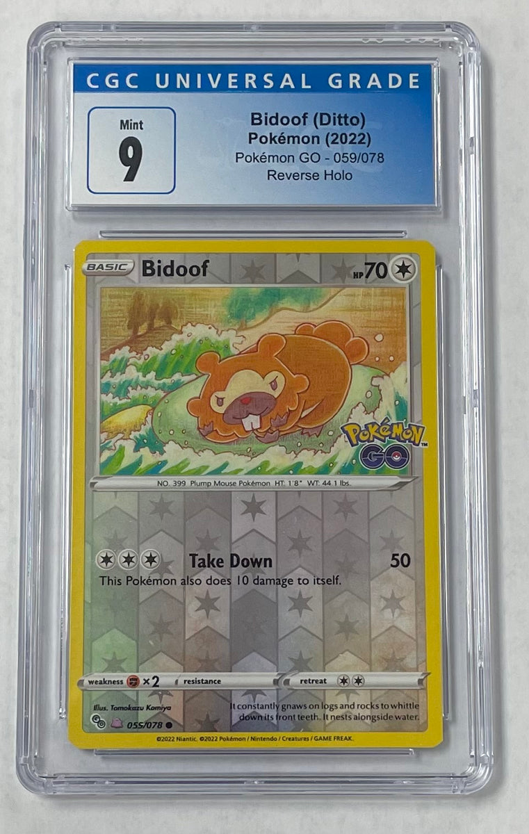 Bidoof (Ditto) Pokemon 2022 CGC 9 Pokemon Go 059/078 Reverse Holo Graded  Single Card